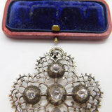 Georgian Sterling Silver & Diamond Paste Set Shamrock Pendant c1810 Antique