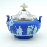 Victorian Sterling Silver & Wedgwood Classical Pattern Sugar Bowl Antique 1899