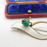 Norwegian Sterling Silver Blue-White Enamel Flower Brooch Aksel Holmsen Antique