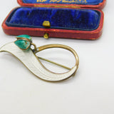 Norwegian Sterling Silver Blue-White Enamel Flower Brooch Aksel Holmsen Antique