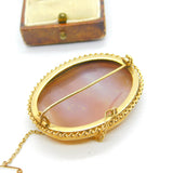 9ct Yellow Gold Mounted Romantic Regency Scene Shell Cameo Brooch Vintage 1956