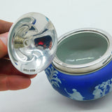 Victorian Sterling Silver & Wedgwood Classical Pattern Sugar Bowl Antique 1899