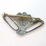 Art Nouveau Sterling Silver Guilloche Enamel Floral Brooch Antique c1910