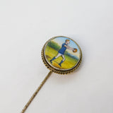 Victorian Sterling Silver Enamel William Webb Ellis Rugby Stick Pin Antique c1850