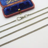 Victorian Sterling Silver Long Guard or Muff Chain Necklace 56" Length Antique