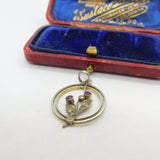 Edwardian Sterling Silver, Amethyst & Paste Floral Lavalier Pendant c1910