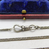 Victorian Sterling Silver Long Guard or Muff Chain Necklace 56" Length Antique