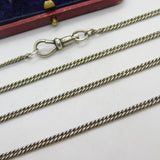 Victorian Sterling Silver Long Guard or Muff Chain Necklace 56" Length Antique