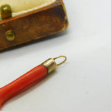 Victorian 9ct Rose Gold & Red Coral Specimen Drop Pendant Antique c1880
