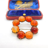 Scottish Victorian Sterling Silver Cabochon Red Agate Brooch c1860 Antique