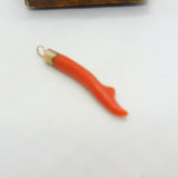 Victorian 9ct Rose Gold & Red Coral Specimen Drop Pendant Antique c1880