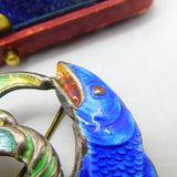Sterling Silver & Enamel Leaping Salmon Brooch 1946 Birmingham AH Darby & Son
