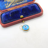 9ct Gold Set Glass Evil Eye Form Charm or Pendant Vintage c1970