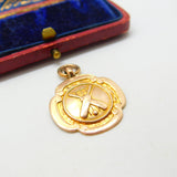 9ct Yellow Gold Cricket Match Fob Medal Antique 1930 Birmingham Art Deco