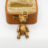 9ct Yellow Gold Articulated Teddy Bear Charm Pendant Vintage c1970