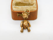 9ct Yellow Gold Articulated Teddy Bear Charm Pendant Vintage c1970