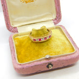 9ct Yellow Gold Ruby & Paste Set 'I Love You' Half Eternity Ring Birmingham