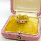 9ct Yellow Gold Ruby & Paste Set 'I Love You' Half Eternity Ring Birmingham