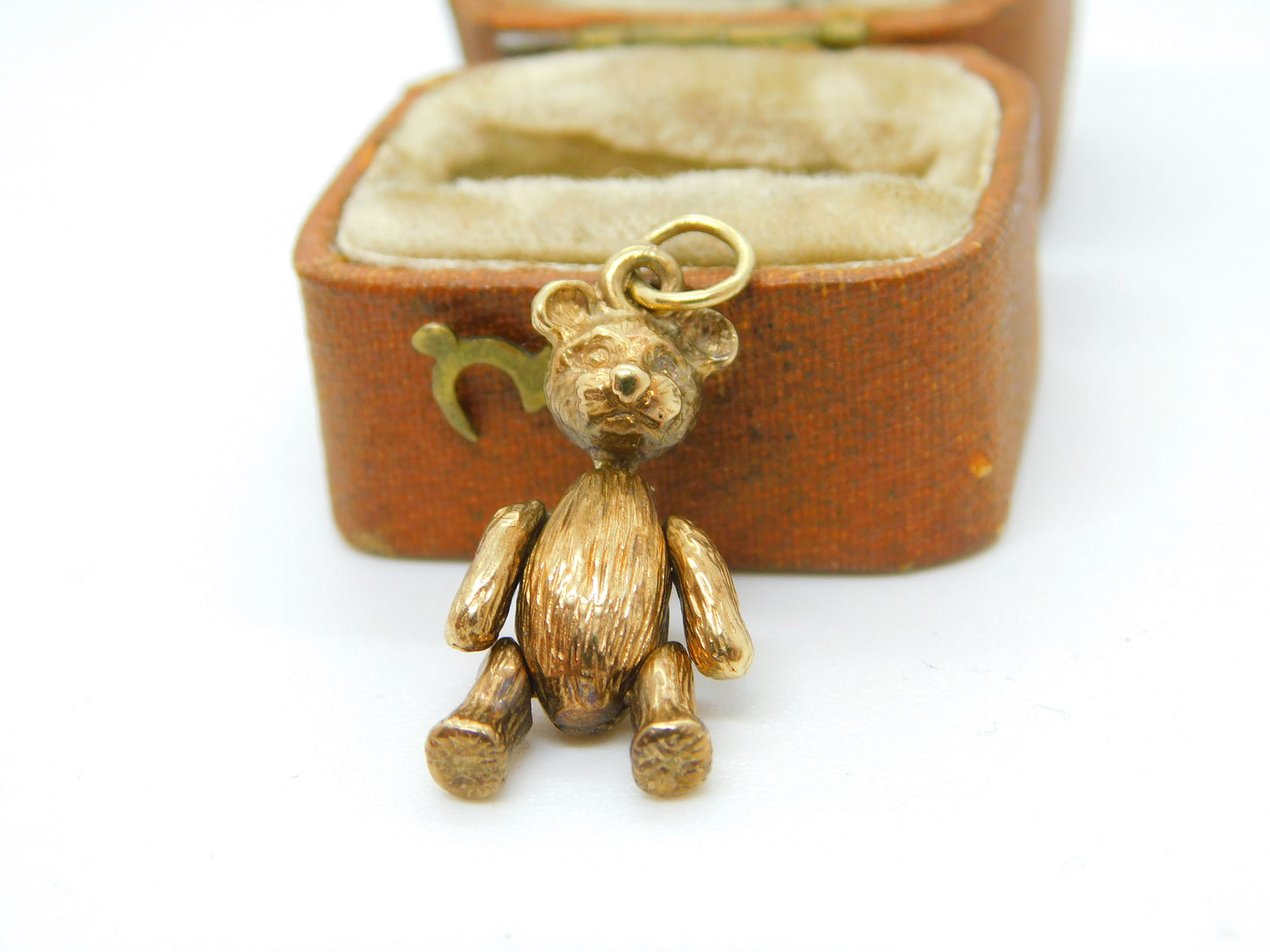 9ct Yellow Gold Articulated Teddy Bear Charm Pendant Vintage c1970