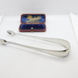 Belgian Regency Sterling Silver Bright Cut Sugar Tongs 'Recense' Mark 1831