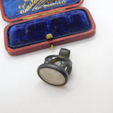 Victorian Cut Steel & Carved Glass Julius Caesar Intaglio Fob Seal c1840 Antique
