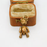 9ct Yellow Gold Articulated Teddy Bear Charm Pendant Vintage c1970