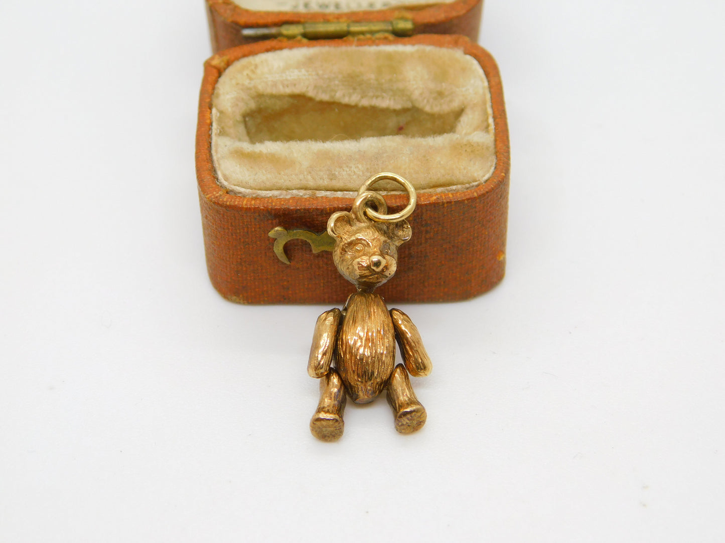 9ct Yellow Gold Articulated Teddy Bear Charm Pendant Vintage c1970