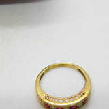 9ct Yellow Gold Ruby & Paste Set 'I Love You' Half Eternity Ring Birmingham
