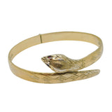22ct Gold on Sterling Silver Snake Form Cuff Bangle Bracelet Vintage 1973 London