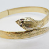 22ct Gold on Sterling Silver Snake Form Cuff Bangle Bracelet Vintage 1973 London