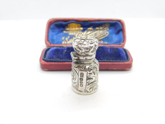 Victorian Sterling Silver Floral Pattern Small Scent Bottle 1891 Birmingham