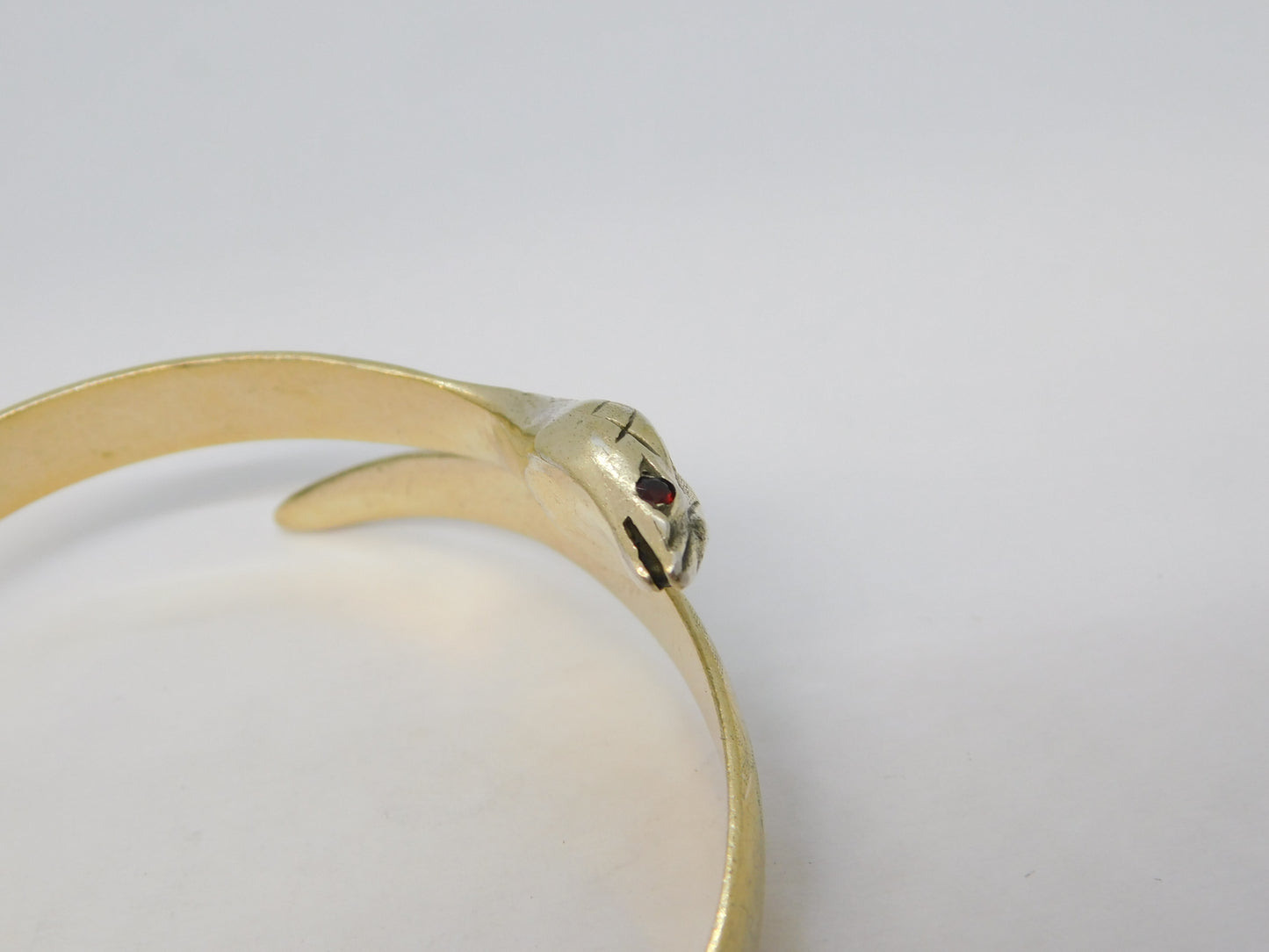 22ct Gold on Sterling Silver Snake Form Cuff Bangle Bracelet Vintage 1973 London