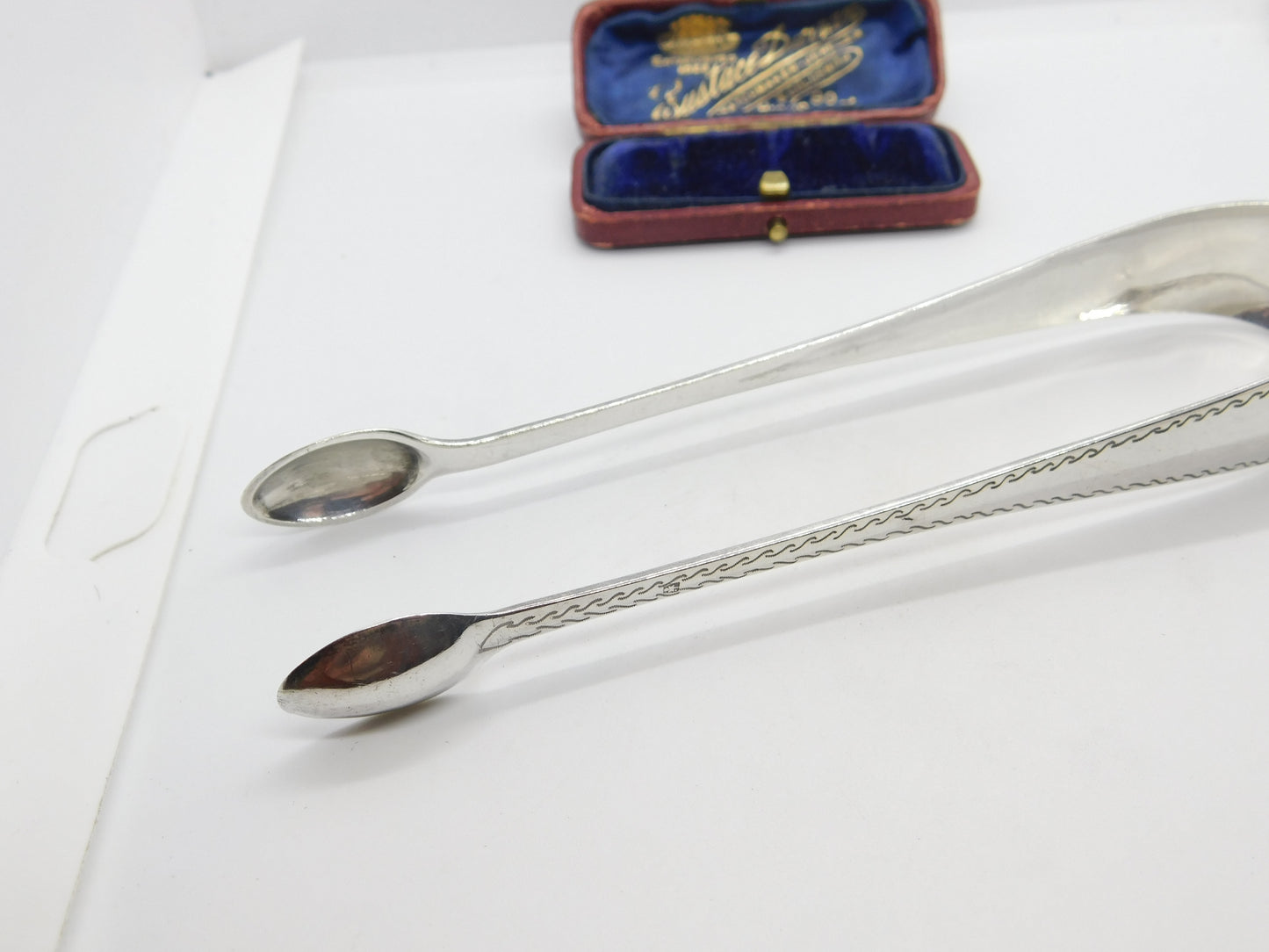 Belgian Regency Sterling Silver Bright Cut Sugar Tongs 'Recense' Mark 1831