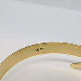 22ct Gold on Sterling Silver Snake Form Cuff Bangle Bracelet Vintage 1973 London