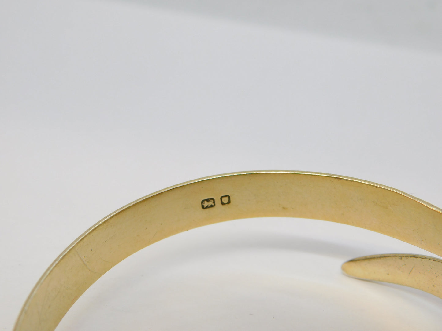 22ct Gold on Sterling Silver Snake Form Cuff Bangle Bracelet Vintage 1973 London