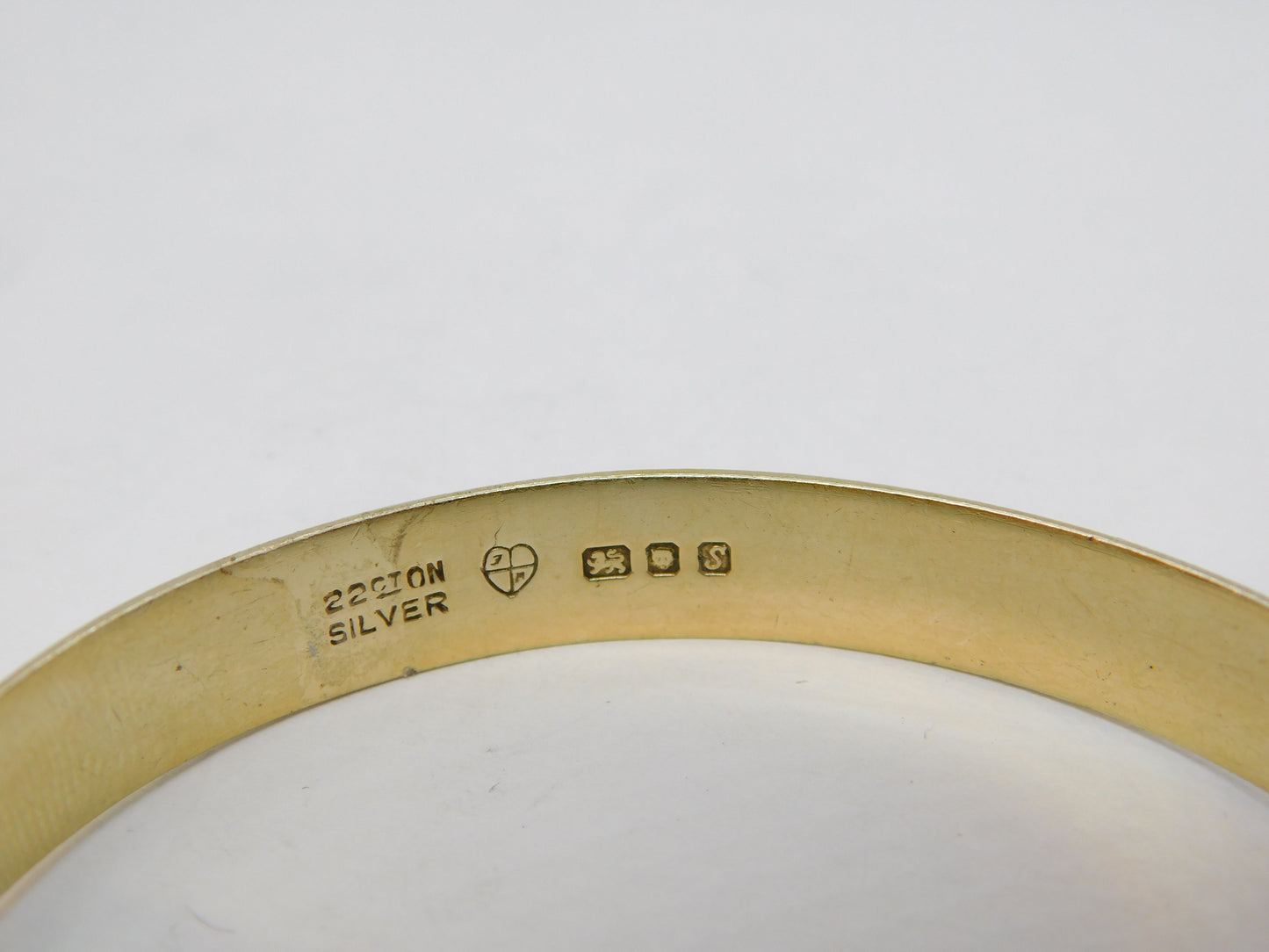 22ct Gold on Sterling Silver Snake Form Cuff Bangle Bracelet Vintage 1973 London