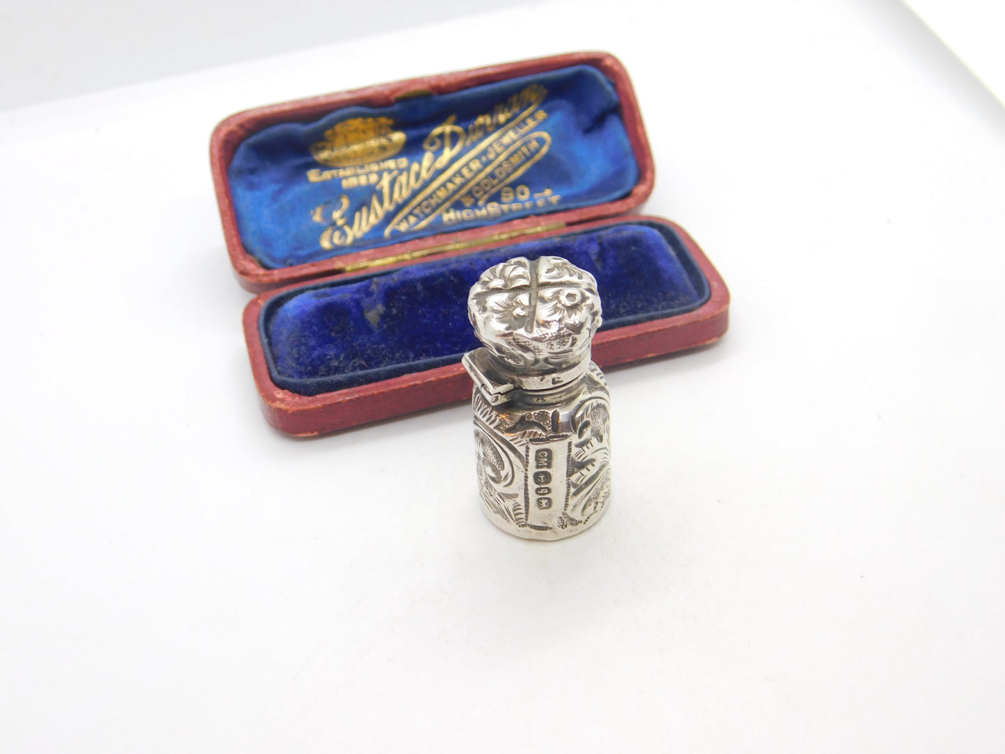 Victorian Sterling Silver Floral Pattern Small Scent Bottle 1891 Birmingham