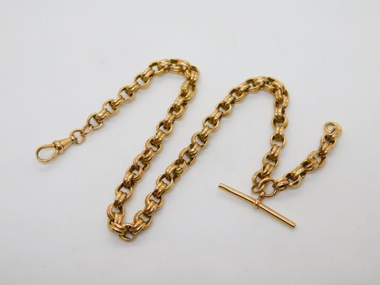 Victorian 9ct Yellow Gold Belcher Link Albert Watch Chain Antique c1890