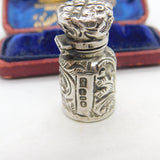 Victorian Sterling Silver Floral Pattern Small Scent Bottle 1891 Birmingham