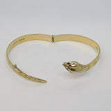 22ct Gold on Sterling Silver Snake Form Cuff Bangle Bracelet Vintage 1973 London