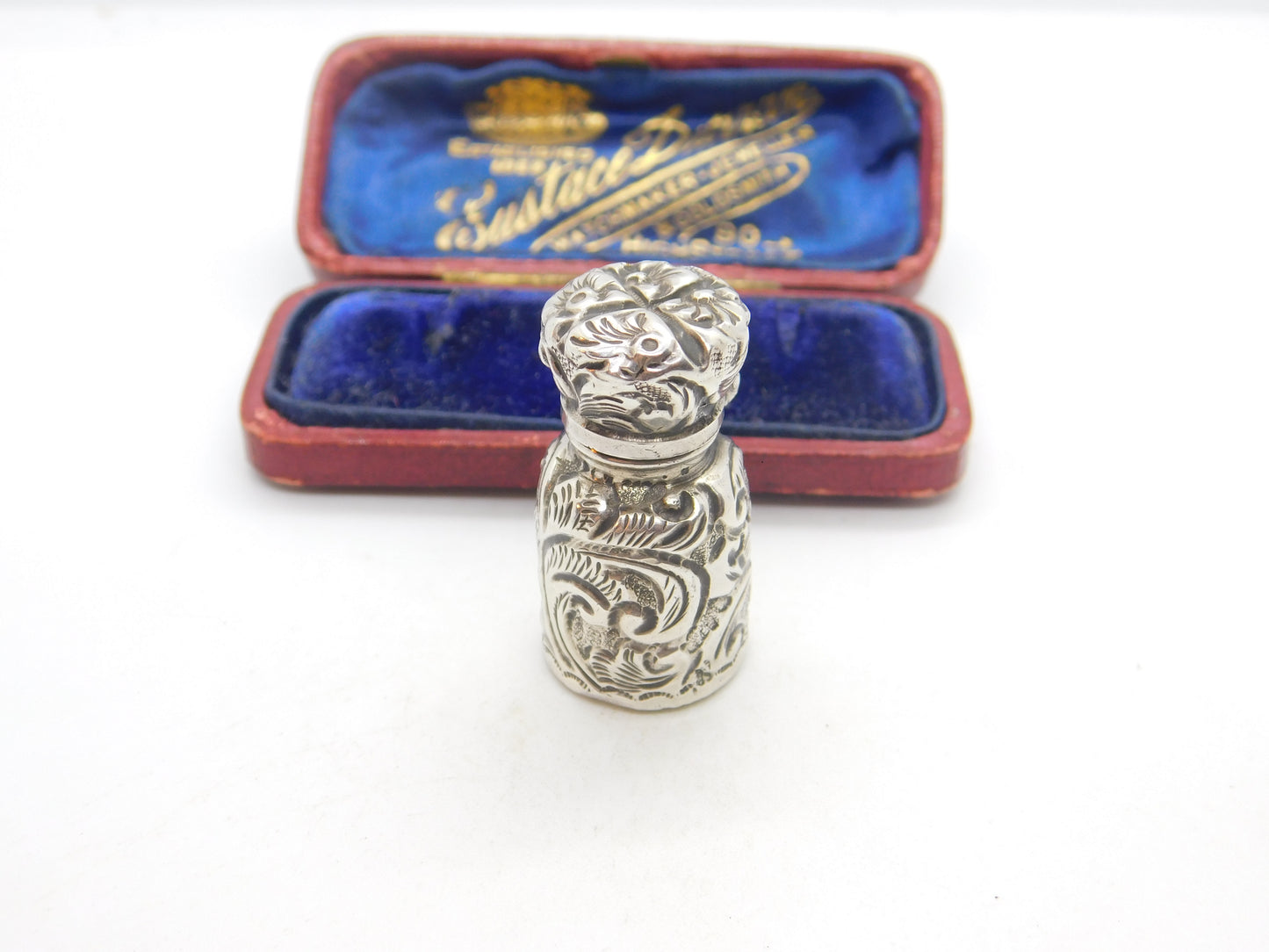 Victorian Sterling Silver Floral Pattern Small Scent Bottle 1891 Birmingham