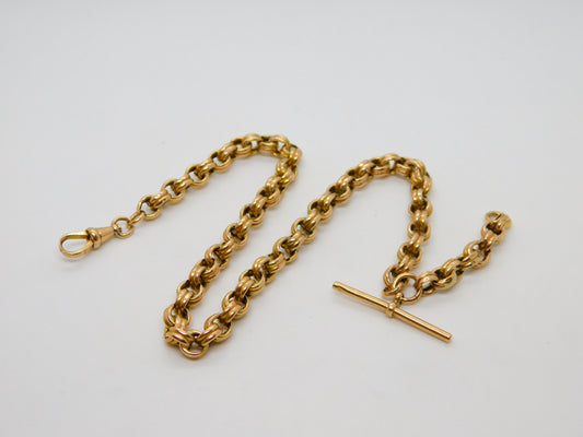 Victorian 9ct Yellow Gold Belcher Link Albert Watch Chain Antique c1890