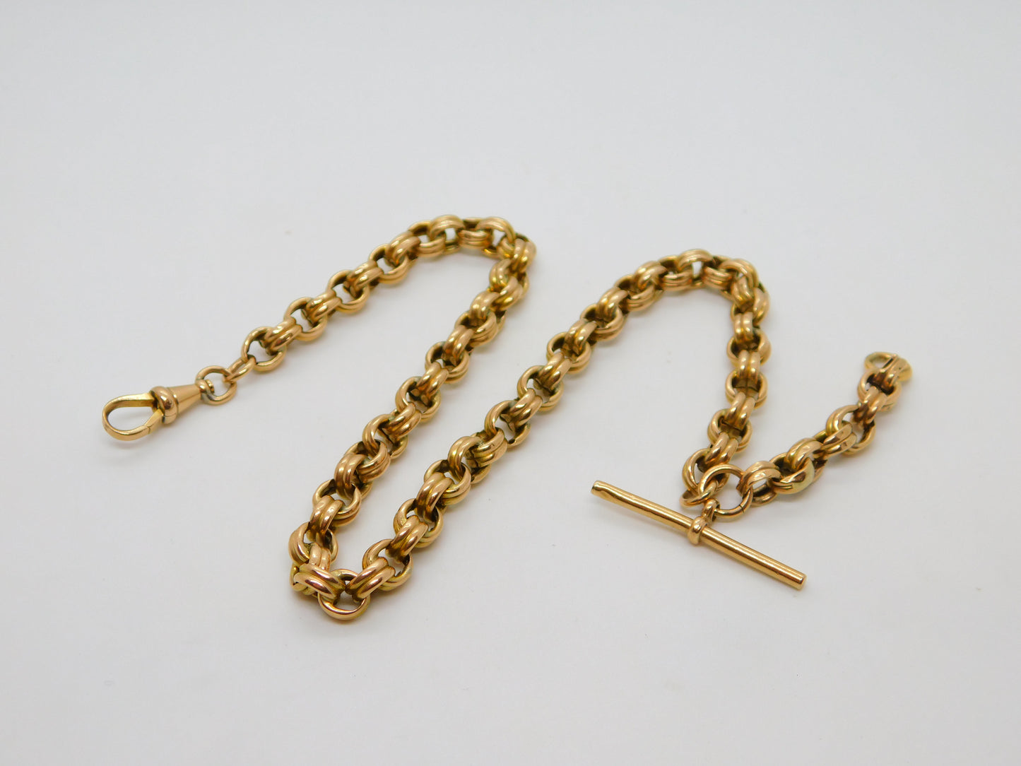 Victorian 9ct Yellow Gold Belcher Link Albert Watch Chain Antique c1890