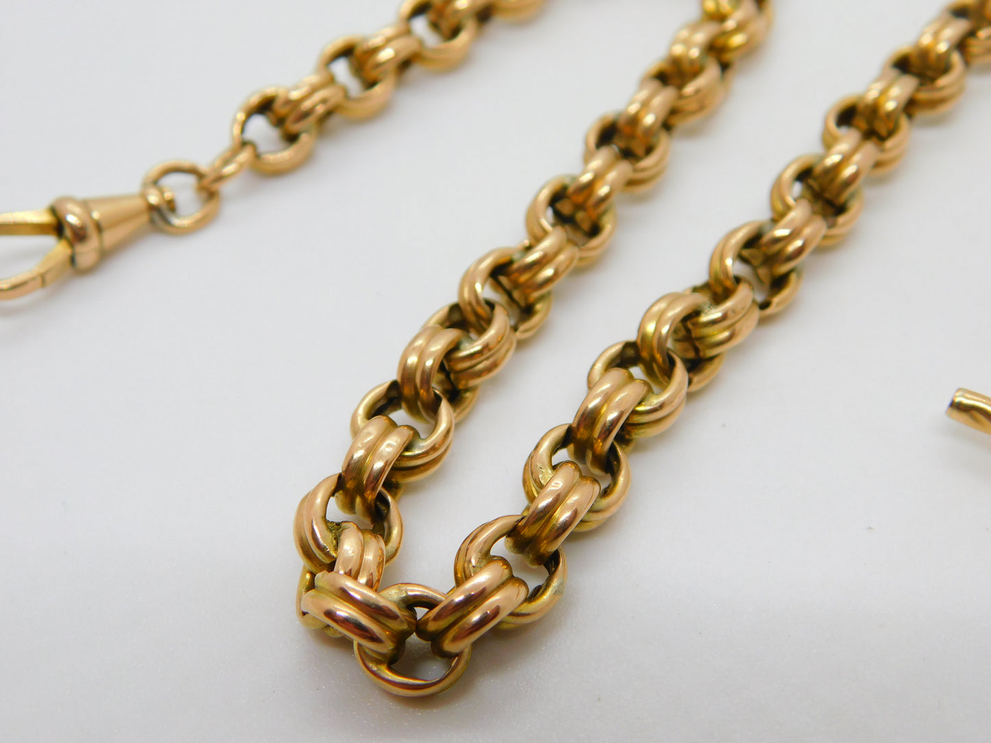 Victorian 9ct Yellow Gold Belcher Link Albert Watch Chain Antique c1890