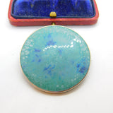 Arts & Crafts Sterling Silver Mounted Ruskin Blue Pottery Brooch c1900 Victorian