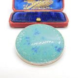 Arts & Crafts Sterling Silver Mounted Ruskin Blue Pottery Brooch c1900 Victorian