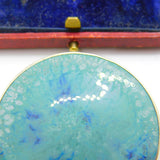 Arts & Crafts Sterling Silver Mounted Ruskin Blue Pottery Brooch c1900 Victorian
