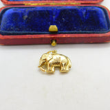 9ct Yellow Gold Walking Elephant Charm Pendant 1973 Birmingham Vintage