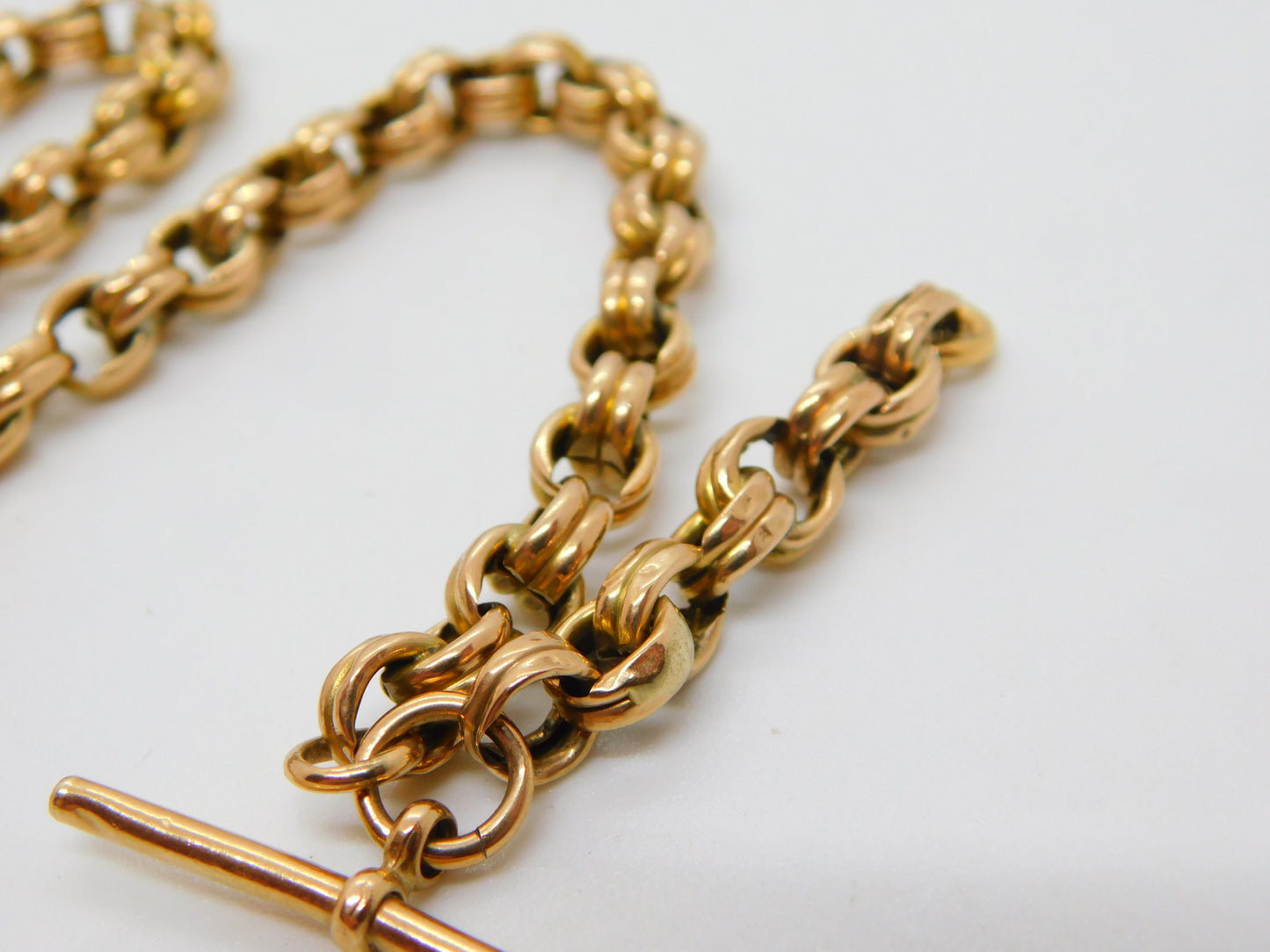 Victorian 9ct Yellow Gold Belcher Link Albert Watch Chain Antique c1890