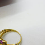 9ct Yellow Gold Ruby, Emerald, Sapphire Paste Stone Crossover Ring Birmingham